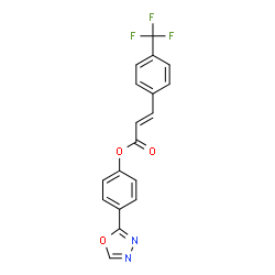 ChemSpider 2D Image | 4-(1,3,4-Oxadiazol-2-yl)phenyl (2E)-3-[4-(trifluoromethyl)phenyl]acrylate | C18H11F3N2O3