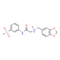 ChemSpider 2D Image | N-(1,3-Benzodioxol-5-ylmethyl)-N-methyl-2-{[3-(methylsulfonyl)phenyl]amino}-2-oxoethanaminium | C18H21N2O5S