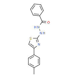 ChemSpider 2D Image | N'-[4-(4-Methylphenyl)-1,3-thiazol-2-yl]benzohydrazide | C17H15N3OS