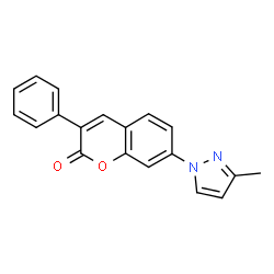 ChemSpider 2D Image | 7-(3-Methyl-pyrazol-1-yl)-3-phenyl-chromen-2-one | C19H14N2O2