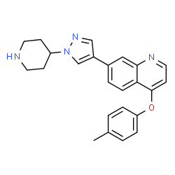 ChemSpider 2D Image | 4-(4-methylphenoxy)-7-[1-(piperidin-4-yl)pyrazol-4-yl]quinoline | C24H24N4O