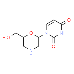 ChemSpider 2D Image | 1-[6-(Hydroxymethyl)-2-morpholinyl]-2,4(1H,3H)-pyrimidinedione | C9H13N3O4