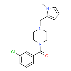ChemSpider 2D Image | 1-(3-CHLOROBENZOYL)-4-[(1-METHYLPYRROL-2-YL)METHYL]PIPERAZINE | C17H20ClN3O