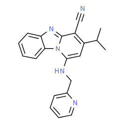 ChemSpider 2D Image | 3-Isopropyl-1-[(2-pyridinylmethyl)amino]pyrido[1,2-a]benzimidazole-4-carbonitrile | C21H19N5