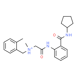 ChemSpider 2D Image | 2-{[2-(Cyclopentylcarbamoyl)phenyl]amino}-N-methyl-N-(2-methylbenzyl)-2-oxoethanaminium | C23H30N3O2