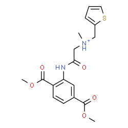 ChemSpider 2D Image | 2-{[2,5-Bis(methoxycarbonyl)phenyl]amino}-N-methyl-2-oxo-N-(2-thienylmethyl)ethanaminium | C18H21N2O5S