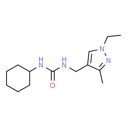 ChemSpider 2D Image | 1-Cyclohexyl-3-[(1-ethyl-3-methyl-1H-pyrazol-4-yl)methyl]urea | C14H24N4O