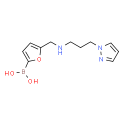 ChemSpider 2D Image | [5-({[3-(1H-Pyrazol-1-yl)propyl]amino}methyl)-2-furyl]boronic acid | C11H16BN3O3