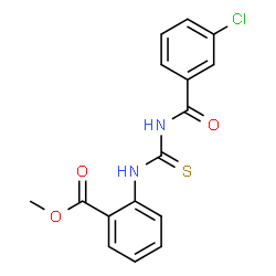 ChemSpider 2D Image | Methyl 2-{[(3-chlorobenzoyl)carbamothioyl]amino}benzoate | C16H13ClN2O3S