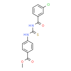 ChemSpider 2D Image | Methyl 4-{[(3-chlorobenzoyl)carbamothioyl]amino}benzoate | C16H13ClN2O3S