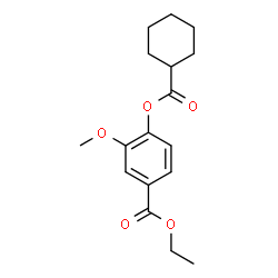 ChemSpider 2D Image | Ethyl 4-[(cyclohexylcarbonyl)oxy]-3-methoxybenzoate | C17H22O5