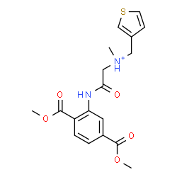 ChemSpider 2D Image | 2-{[2,5-Bis(methoxycarbonyl)phenyl]amino}-N-methyl-2-oxo-N-(3-thienylmethyl)ethanaminium | C18H21N2O5S