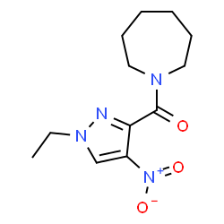 ChemSpider 2D Image | 1-Azepanyl(1-ethyl-4-nitro-1H-pyrazol-3-yl)methanone | C12H18N4O3