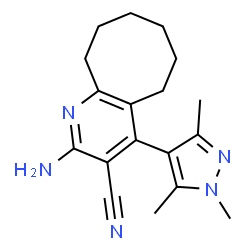 ChemSpider 2D Image | 2-Amino-4-(1,3,5-trimethyl-1H-pyrazol-4-yl)-5,6,7,8,9,10-hexahydrocycloocta[b]pyridine-3-carbonitrile | C18H23N5