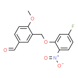 ChemSpider 2D Image | 3-(5-fluoro-2-nitrophenoxymethyl)-4-methoxybenzaldehyde | C15H12FNO5