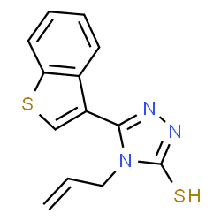 ChemSpider 2D Image | 5-(1-benzothiophen-3-yl)-4-(prop-2-en-1-yl)-4H-1,2,4-triazole-3-thiol | C13H11N3S2