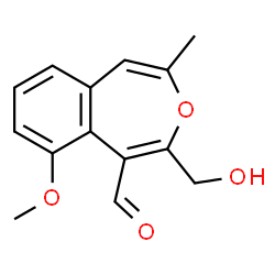 ChemSpider 2D Image | 2-(Hydroxymethyl)-9-methoxy-4-methyl-3-benzoxepine-1-carbaldehyde | C14H14O4