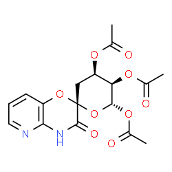 ChemSpider 2D Image | (2R,4R,5R,6S)-3'-Oxo-3,3',4,4',5,6-hexahydrospiro[pyran-2,2'-pyrido[3,2-b][1,4]oxazine]-4,5,6-triyl triacetate | C17H18N2O9