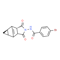 ChemSpider 2D Image | 4-Bromo-N-[(6S,8R)-3,5-dioxo-4-azatetracyclo[5.3.2.0~2,6~.0~8,10~]dodec-11-en-4-yl]benzamide | C18H15BrN2O3