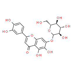 ChemSpider 2D Image | 2-(3,4-Dihydroxyphenyl)-5,6-dihydroxy-4-oxo-4H-chromen-7-yl D-glucopyranoside | C21H20O12