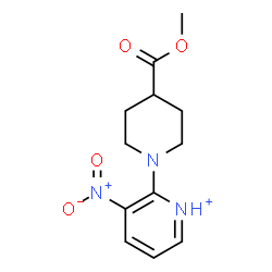 ChemSpider 2D Image | 2-[4-(Methoxycarbonyl)-1-piperidinyl]-3-nitropyridinium | C12H16N3O4