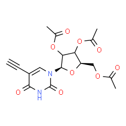 ChemSpider 2D Image | 5-Ethynyl-1-(2,3,5-tri-O-acetyl-beta-D-glycero-pentofuranosyl)-2,4(1H,3H)-pyrimidinedione | C17H18N2O9