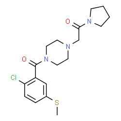 ChemSpider 2D Image | 2-{4-[2-Chloro-5-(methylsulfanyl)benzoyl]-1-piperazinyl}-1-(1-pyrrolidinyl)ethanone | C18H24ClN3O2S