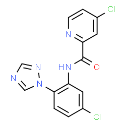 ChemSpider 2D Image | 4-Chloro-N-[5-chloro-2-(1H-1,2,4-triazol-1-yl)phenyl]-2-pyridinecarboxamide | C14H9Cl2N5O