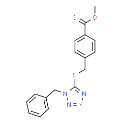 ChemSpider 2D Image | Methyl 4-{[(1-benzyl-1H-tetrazol-5-yl)sulfanyl]methyl}benzoate | C17H16N4O2S