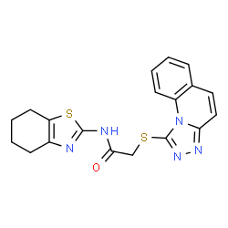 ChemSpider 2D Image | N-(4,5,6,7-Tetrahydro-1,3-benzothiazol-2-yl)-2-([1,2,4]triazolo[4,3-a]quinolin-1-ylsulfanyl)acetamide | C19H17N5OS2