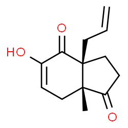 ChemSpider 2D Image | (3aS,7aR)-3a-Allyl-5-hydroxy-7a-methyl-3,3a,7,7a-tetrahydro-1H-indene-1,4(2H)-dione | C13H16O3