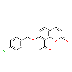 ChemSpider 2D Image | 8-Acetyl-7-[(4-chlorobenzyl)oxy]-4-methyl-2H-chromen-2-one | C19H15ClO4