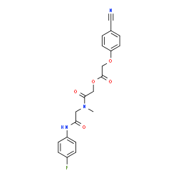 ChemSpider 2D Image | 2-[{2-[(4-Fluorophenyl)amino]-2-oxoethyl}(methyl)amino]-2-oxoethyl (4-cyanophenoxy)acetate | C20H18FN3O5