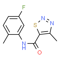 ChemSpider 2D Image | N-(5-Fluoro-2-methylphenyl)-4-methyl-1,2,3-thiadiazole-5-carboxamide | C11H10FN3OS