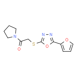 ChemSpider 2D Image | 2-(5-Furan-2-yl-[1,3,4]oxadiazol-2-ylsulfanyl)-1-pyrrolidin-1-yl-ethanone | C12H13N3O3S