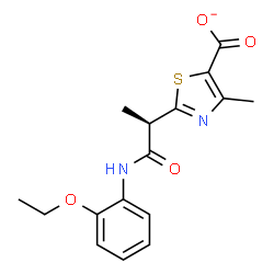ChemSpider 2D Image | 2-{(2R)-1-[(2-Ethoxyphenyl)amino]-1-oxo-2-propanyl}-4-methyl-1,3-thiazole-5-carboxylate | C16H17N2O4S