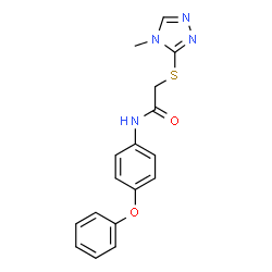 ChemSpider 2D Image | 2-((4-METHYL-4H-1,2,4-TRIAZOL-3-YL)THIO)-N-(4-PHENOXYPHENYL)ACETAMIDE | C17H16N4O2S