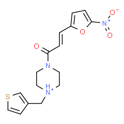 ChemSpider 2D Image | 4-[(2E)-3-(5-Nitro-2-furyl)-2-propenoyl]-1-(3-thienylmethyl)piperazin-1-ium | C16H18N3O4S