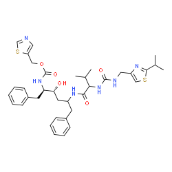 ChemSpider 2D Image | N-[(4R,5R)-4-Hydroxy-1,6-diphenyl-5-{[(1,3-thiazol-5-ylmethoxy)carbonyl]amino}-2-hexanyl]-N~2~-{[(2-isopropyl-1,3-thiazol-4-yl)methyl]carbamoyl}valinamide | C36H46N6O5S2