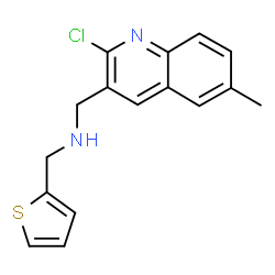 ChemSpider 2D Image | 1-(2-Chloro-6-methyl-3-quinolinyl)-N-(2-thienylmethyl)methanamine | C16H15ClN2S