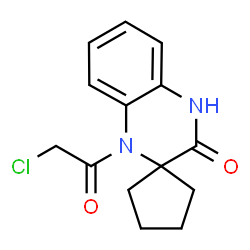 ChemSpider 2D Image | 1'-(Chloroacetyl)-1',4'-dihydro-3'H-spiro[cyclopentane-1,2'-quinoxalin]-3'-one | C14H15ClN2O2