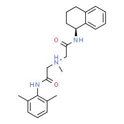 ChemSpider 2D Image | 2-[(2,6-Dimethylphenyl)amino]-N-methyl-2-oxo-N-{2-oxo-2-[(1S)-1,2,3,4-tetrahydro-1-naphthalenylamino]ethyl}ethanaminium | C23H30N3O2