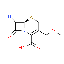 ChemSpider 2D Image | (6R)-7-Amino-3-(methoxymethyl)-8-oxo-5-thia-1-azabicyclo[4.2.0]oct-2-ene-2-carboxylic acid | C9H12N2O4S