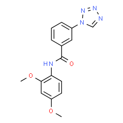 ChemSpider 2D Image | N-(2,4-Dimethoxyphenyl)-3-(1H-tetrazol-1-yl)benzamide | C16H15N5O3