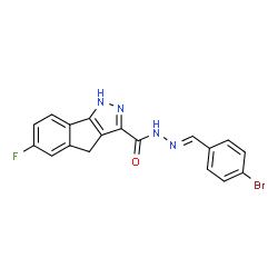 ChemSpider 2D Image | N'-[(E)-(4-Bromophenyl)methylene]-6-fluoro-1,4-dihydroindeno[1,2-c]pyrazole-3-carbohydrazide | C18H12BrFN4O