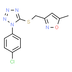 ChemSpider 2D Image | 1-(4-Chlorophenyl)-5-{[(5-methyl-1,2-oxazol-3-yl)methyl]sulfanyl}-1H-tetrazole | C12H10ClN5OS