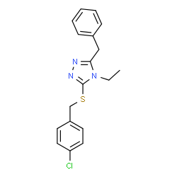 ChemSpider 2D Image | 3-Benzyl-5-[(4-chlorobenzyl)sulfanyl]-4-ethyl-4H-1,2,4-triazole | C18H18ClN3S