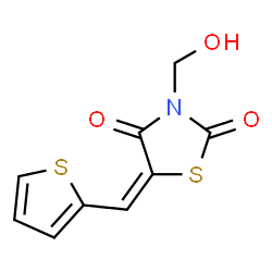 ChemSpider 2D Image | (5E)-3-(Hydroxymethyl)-5-(2-thienylmethylene)-1,3-thiazolidine-2,4-dione | C9H7NO3S2