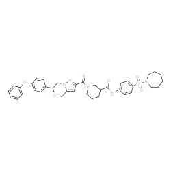 ChemSpider 2D Image | N-[4-(1-Azepanylsulfonyl)phenyl]-1-{[6-(4-phenoxyphenyl)-6,7-dihydro-4H-pyrazolo[5,1-c][1,4]oxazin-2-yl]carbonyl}-3-piperidinecarboxamide | C37H41N5O6S