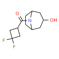 ChemSpider 2D Image | (3,3-Difluorocyclobutyl)(3-hydroxy-8-azabicyclo[3.2.1]oct-8-yl)methanone | C12H17F2NO2